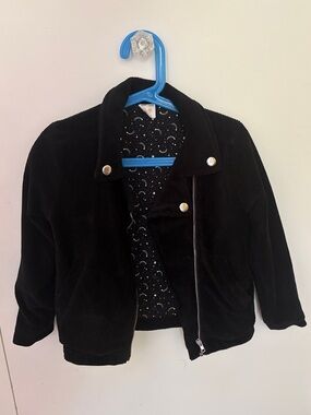 Kids Black Corduroy Moto Jacket with Crescent Lining